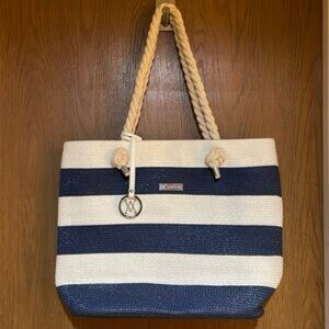 New Elegant Navy and White Striped Tote